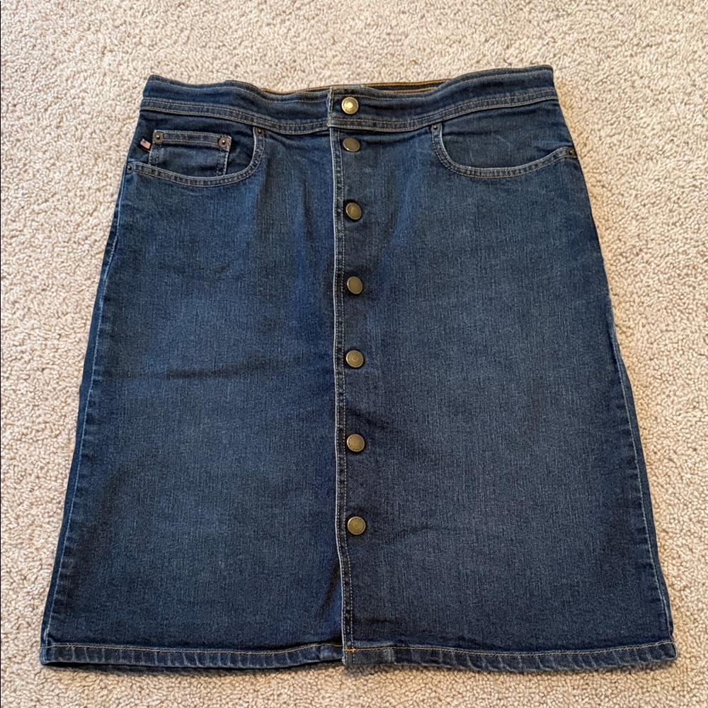 Ralph Lauren Polo Jeans Co. Snap Front Stretch Denim Skirt